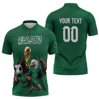 Custom Saudi Arabia 2026 World Football Zipper Polo Shirt Arabian Green Falcons