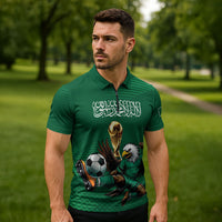 Custom Saudi Arabia 2026 World Football Zipper Polo Shirt Arabian Green Falcons