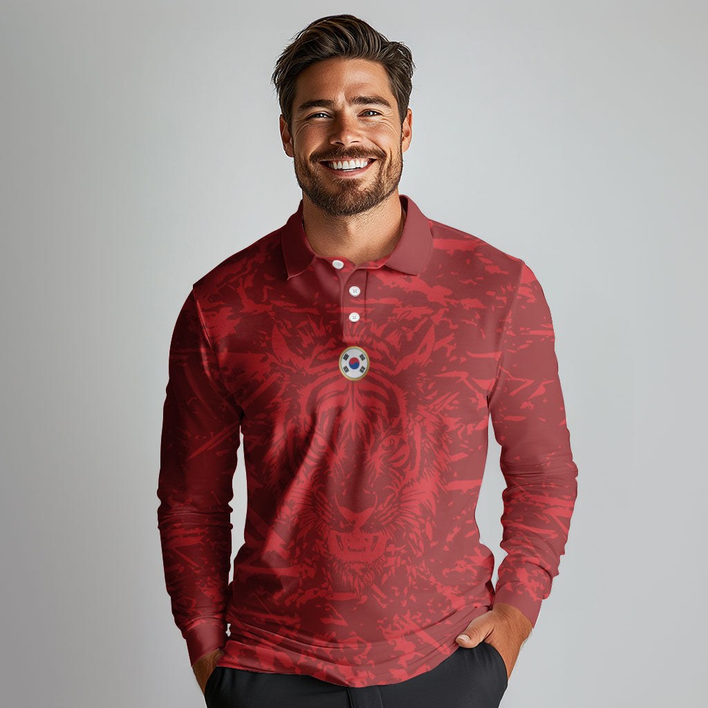 Custom South Korea 2026 World Football Long Sleeve Polo Shirt Taegeuk Warriors