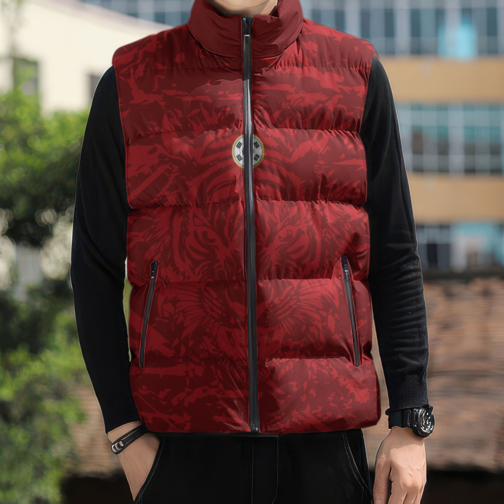 Custom South Korea 2026 World Football Sleeveless Puffer Jacket Taegeuk Warriors