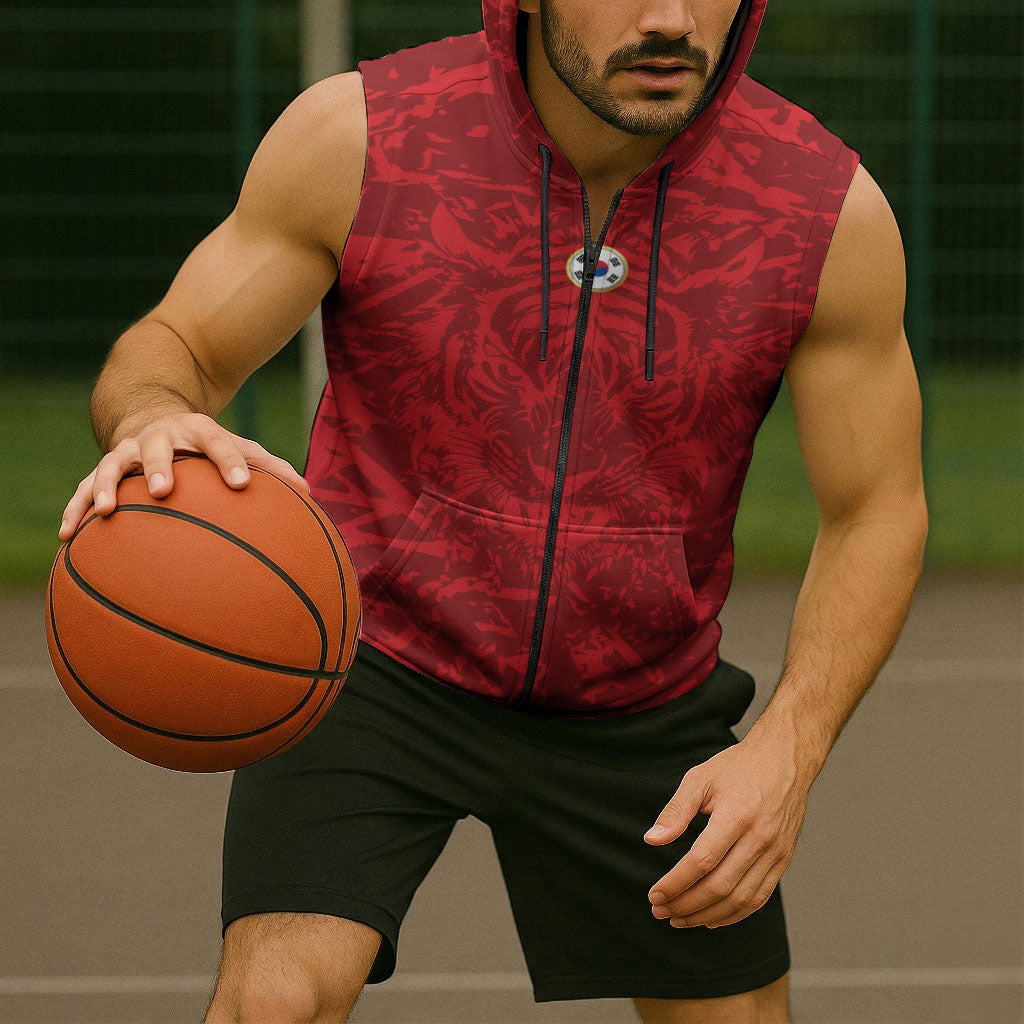 Custom South Korea 2026 World Football Sleeveless Zip Hoodie Taegeuk Warriors