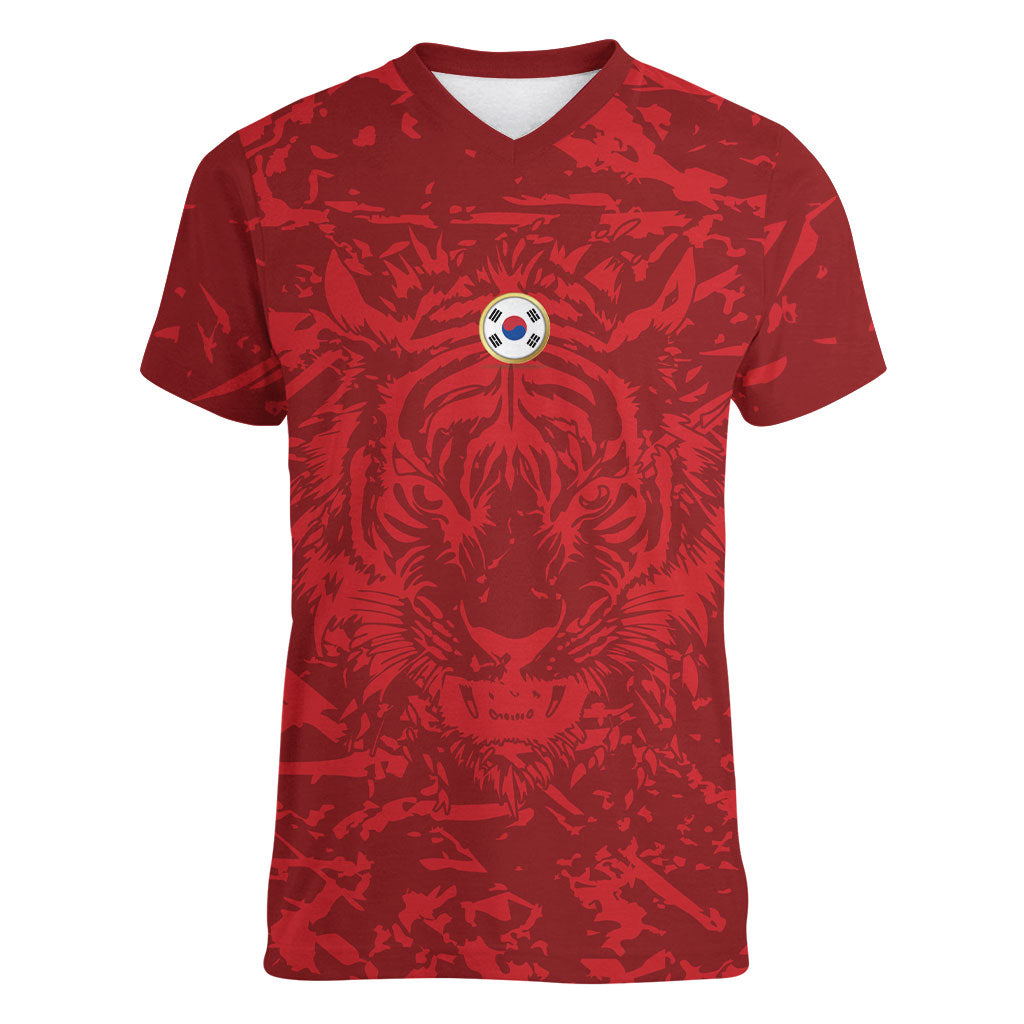 Custom South Korea 2026 World Football Women V-Neck T-Shirt Taegeuk Warriors