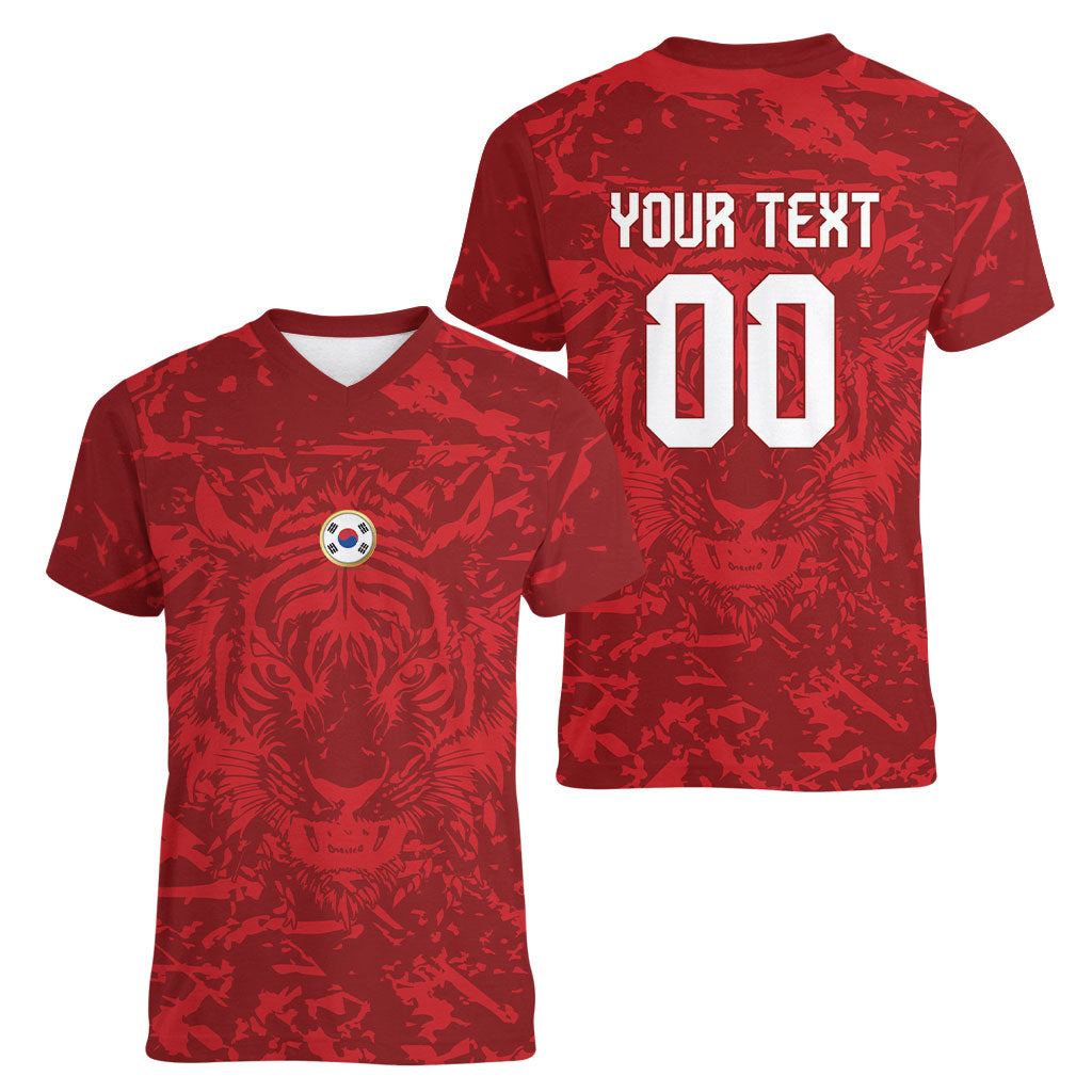 Custom South Korea 2026 World Football Women V-Neck T-Shirt Taegeuk Warriors