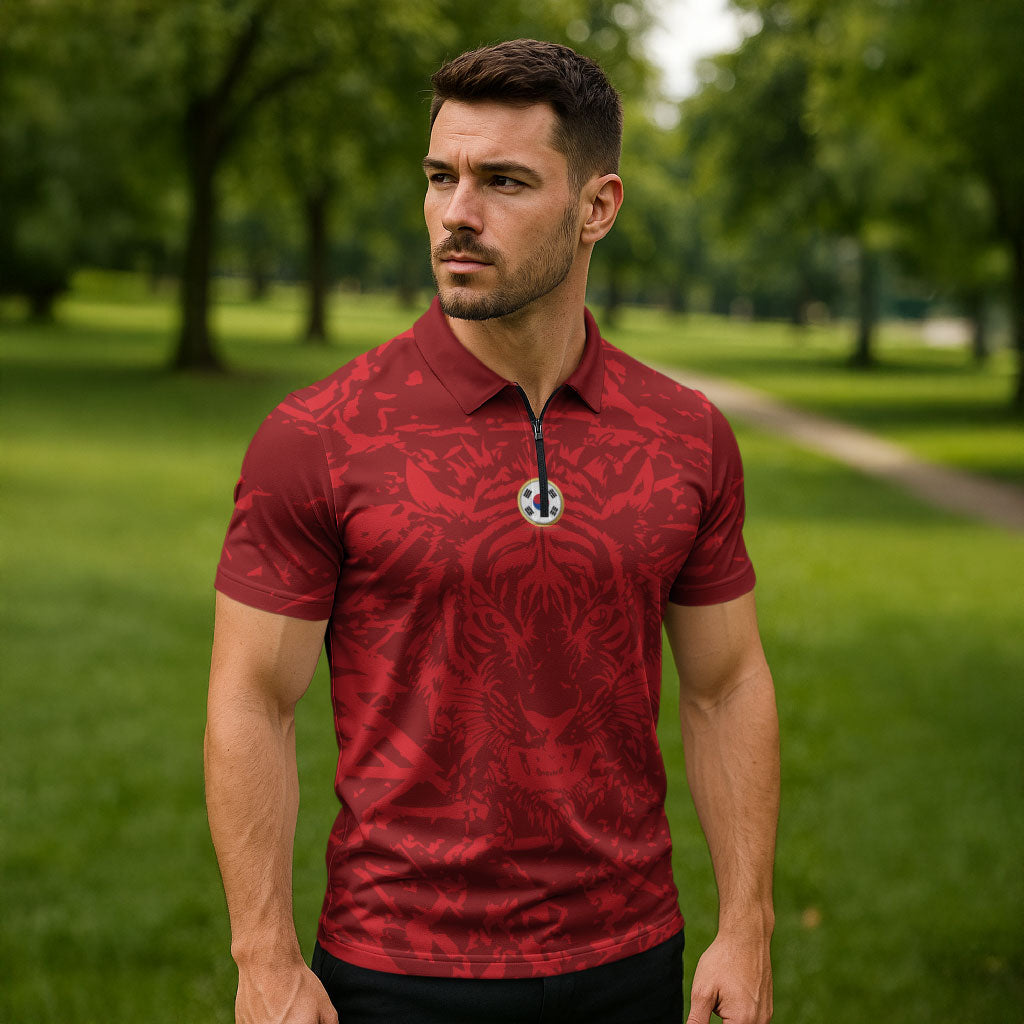 Custom South Korea 2026 World Football Zipper Polo Shirt Taegeuk Warriors