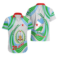 Custom 27 June Djibouti Independence Day Hawaiian Shirt Jabuuti Emblem Mix Islamic Pattern - Wonder Print Shop