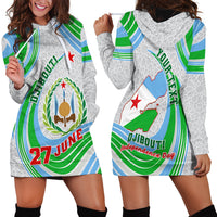 Custom 27 June Djibouti Independence Day Hoodie Dress Jabuuti Emblem Mix Islamic Pattern - Wonder Print Shop