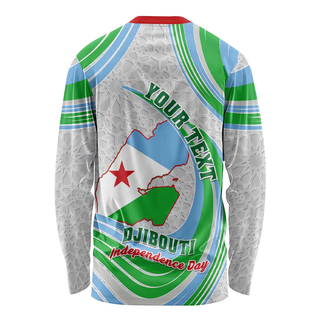 Custom 27 June Djibouti Independence Day Long Sleeve Shirt Jabuuti Emblem Mix Islamic Pattern LT01