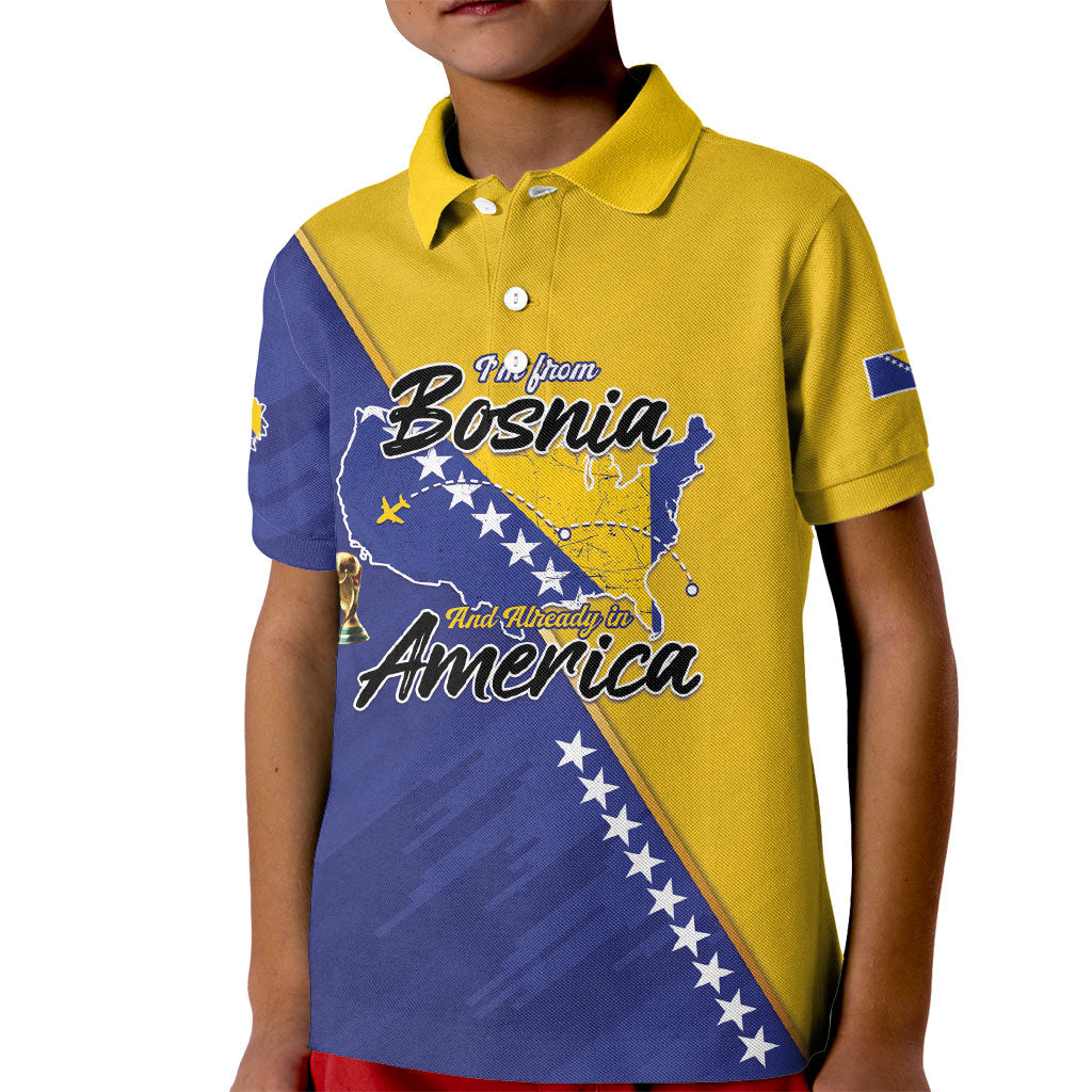 Personalised Bosnia and Herzegovina 2026 Kid Polo Shirt Already in America