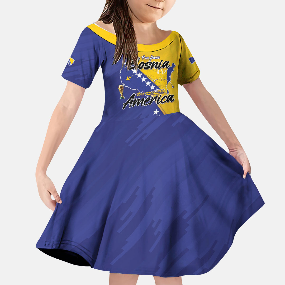 Personalised Bosnia and Herzegovina 2026 Kid Short Sleeve Dress Already in America