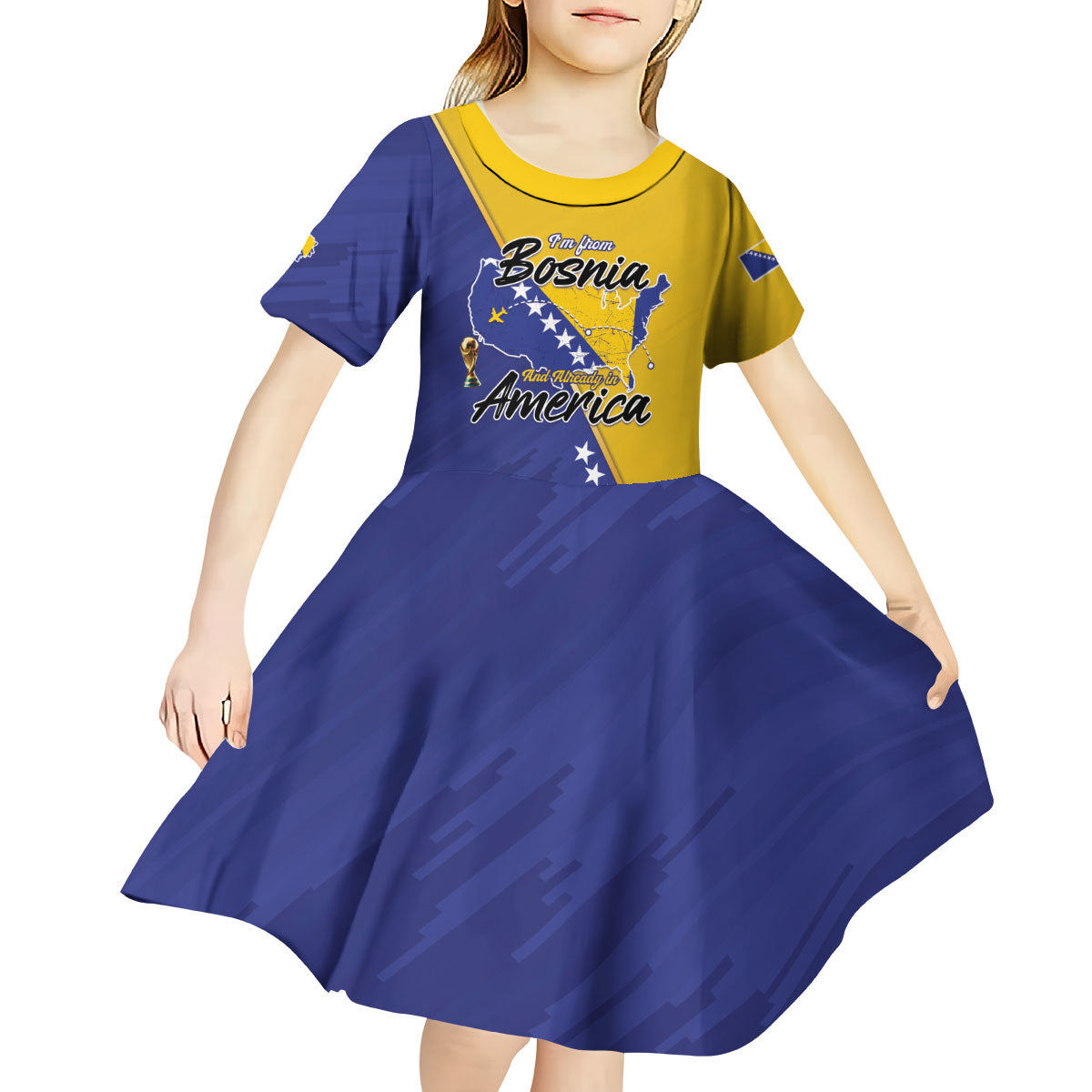 Personalised Bosnia and Herzegovina 2026 Kid Short Sleeve Dress Already in America