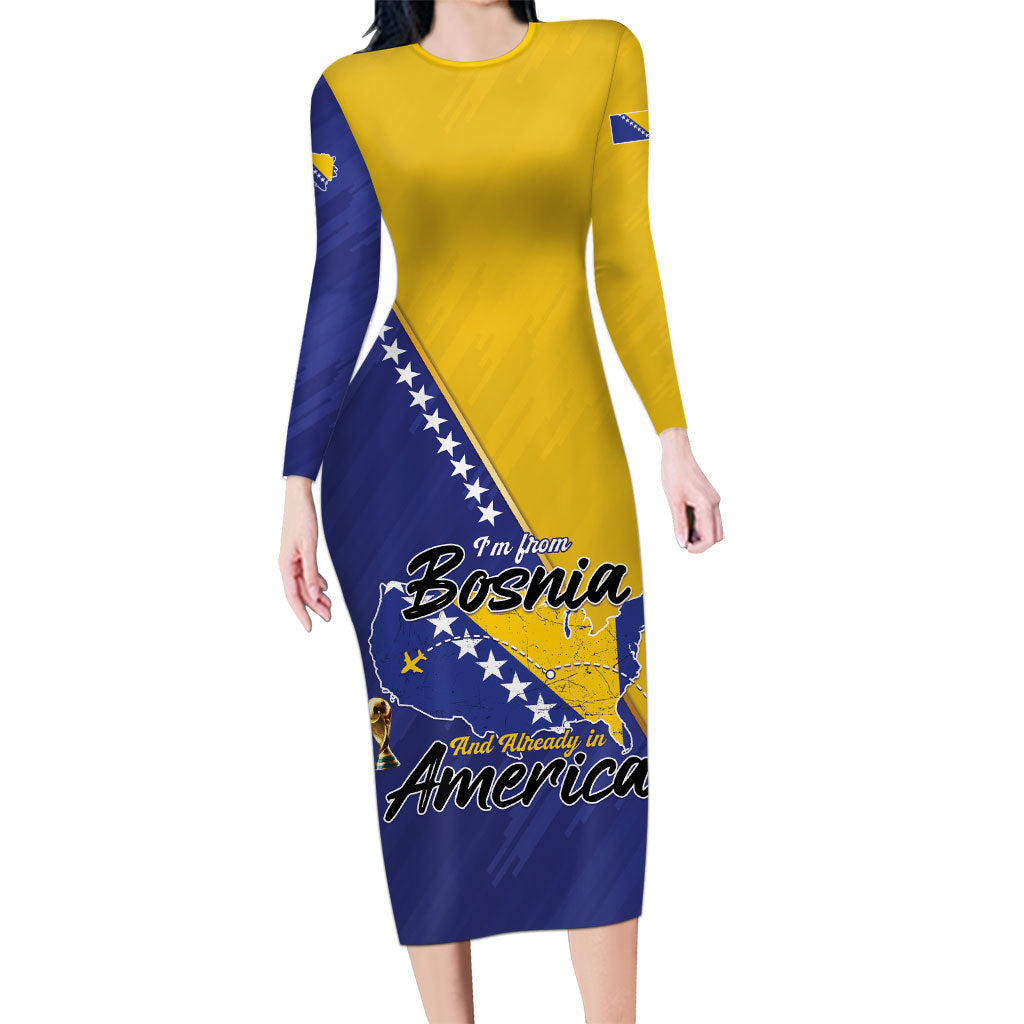 Personalised Bosnia and Herzegovina 2026 Long Sleeve Bodycon Dress Already in America