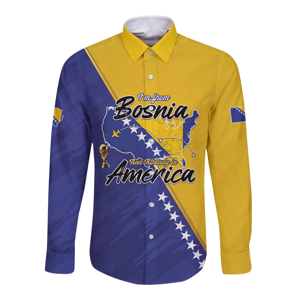 Personalised Bosnia and Herzegovina 2026 Long Sleeve Button Shirt Already in America