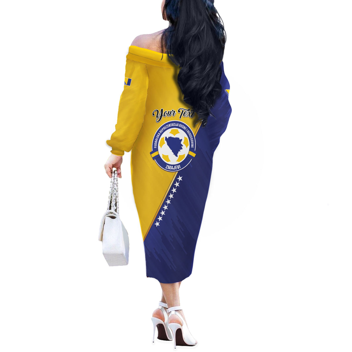 Personalised Bosnia and Herzegovina 2026 Off The Shoulder Long Sleeve Dress Already in America