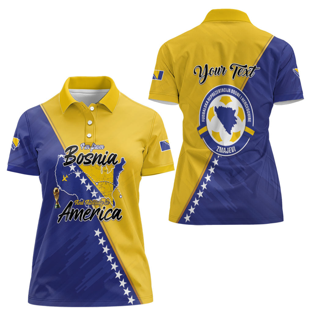 Personalised Bosnia and Herzegovina 2026 Women Polo Shirt Already in America