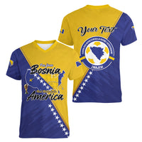 Personalised Bosnia and Herzegovina 2026 Women V-Neck T-Shirt Already in America