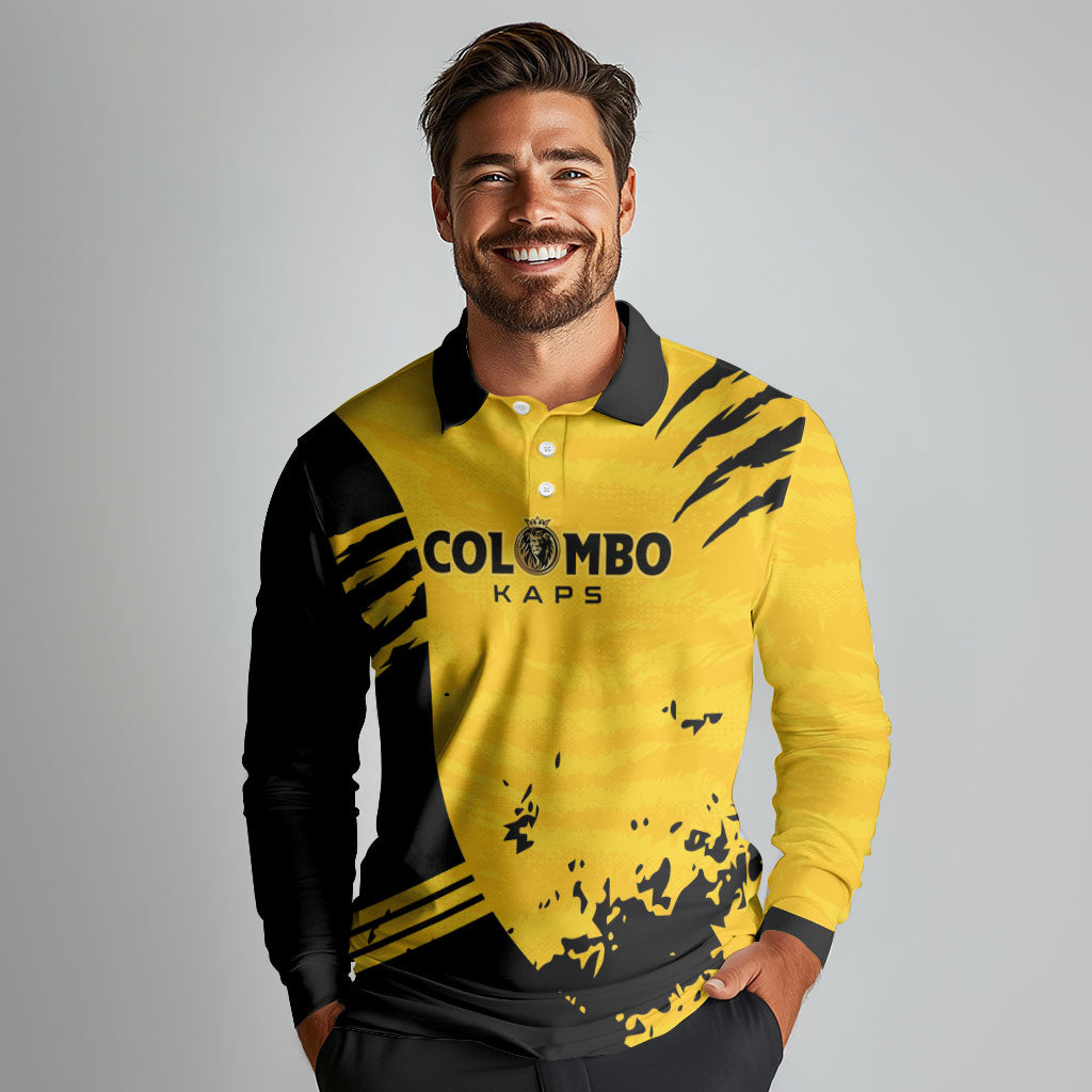 Custom Colombo Cricket Kaps Long Sleeve Polo Shirt Go Champions
