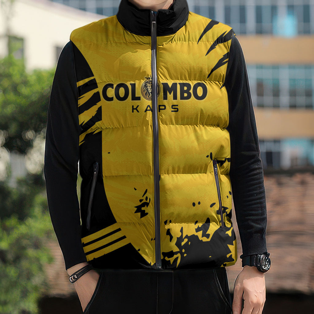 Custom Colombo Cricket Kaps Sleeveless Puffer Jacket Go Champions