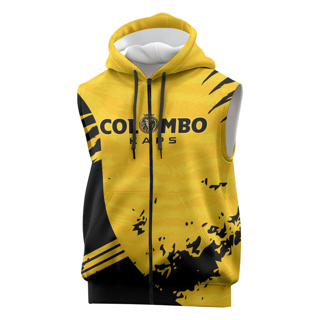 Custom Colombo Cricket Kaps Sleeveless Zip Hoodie Go Champions