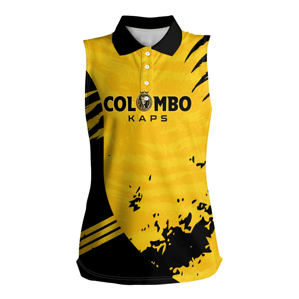 Custom Colombo Cricket Kaps Women Sleeveless Polo Shirt Go Champions