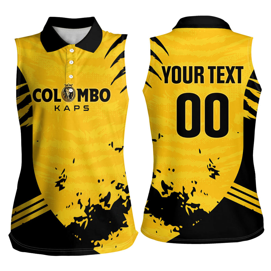 Custom Colombo Cricket Kaps Women Sleeveless Polo Shirt Go Champions