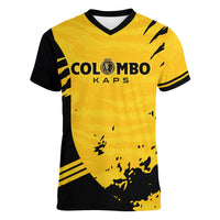 Custom Colombo Cricket Kaps Women V-Neck T-Shirt Go Champions