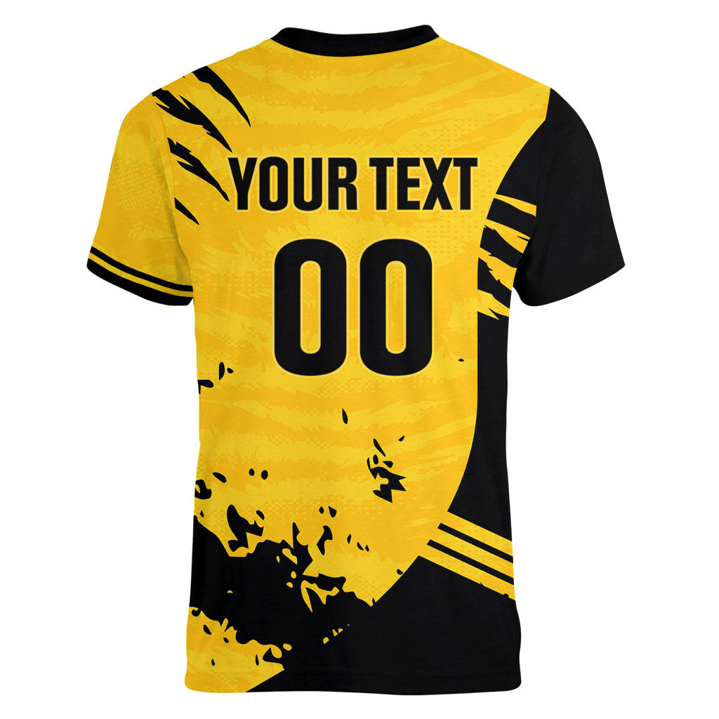 Custom Colombo Cricket Kaps Women V-Neck T-Shirt Go Champions
