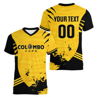 Custom Colombo Cricket Kaps Women V-Neck T-Shirt Go Champions