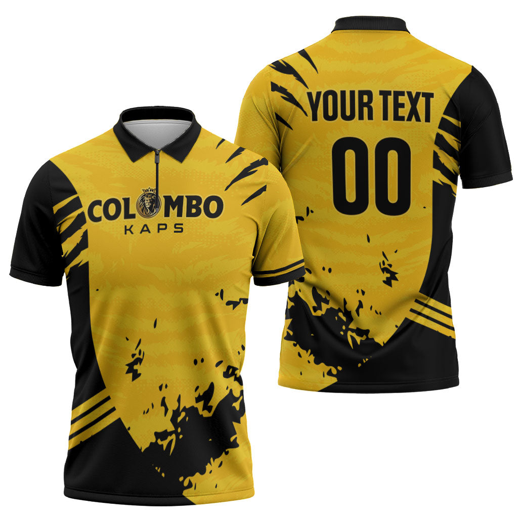 Custom Colombo Cricket Kaps Zipper Polo Shirt Go Champions