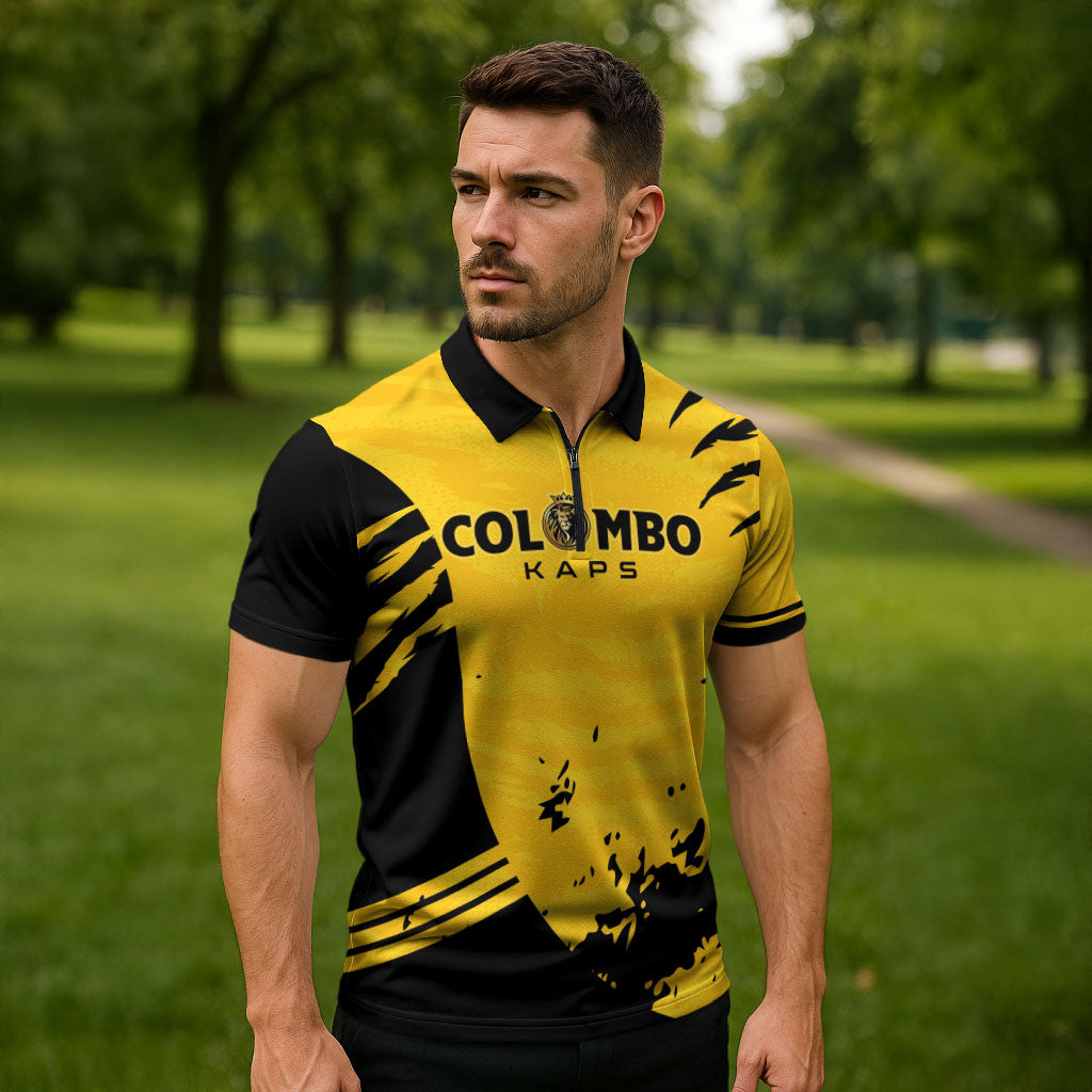 Custom Colombo Cricket Kaps Zipper Polo Shirt Go Champions