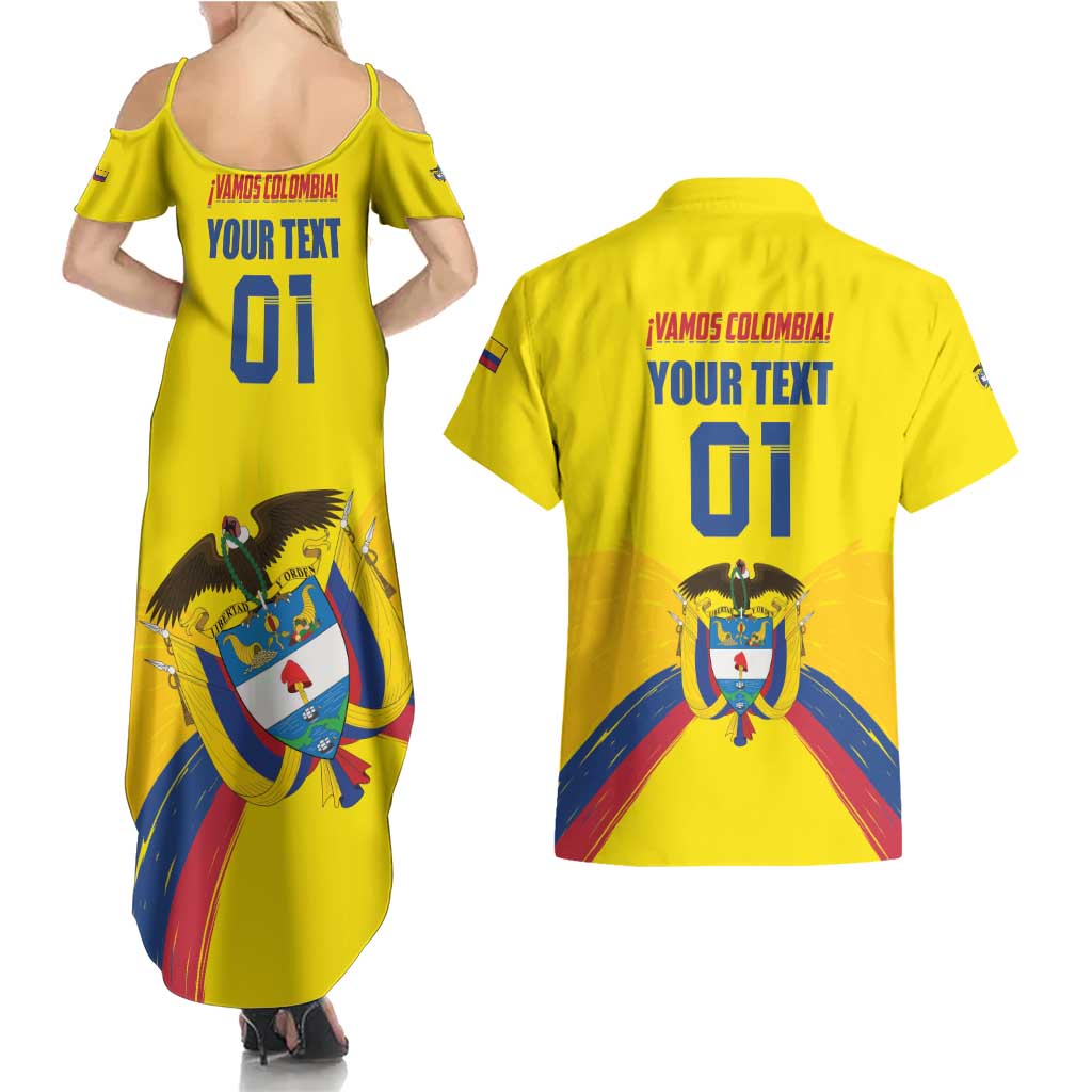 Colombia 2024 Football Champions Couples Matching Summer Maxi Dress and Hawaiian Shirt Todos Somos Colombia - Wonder Print Shop