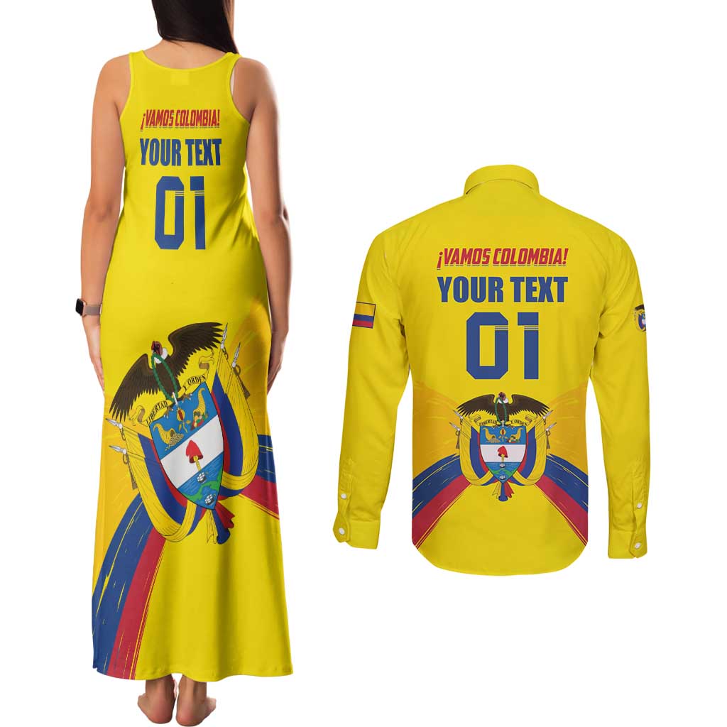 Colombia 2024 Football Champions Couples Matching Tank Maxi Dress and Long Sleeve Button Shirt Todos Somos Colombia - Wonder Print Shop