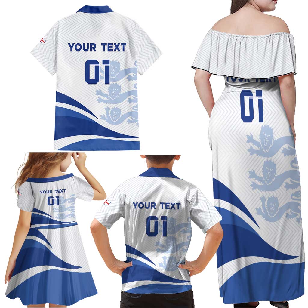 England 2024 Football Family Matching Off Shoulder Maxi Dress and Hawaiian Shirt Three Lions Go Champions - Wonder Print Shop