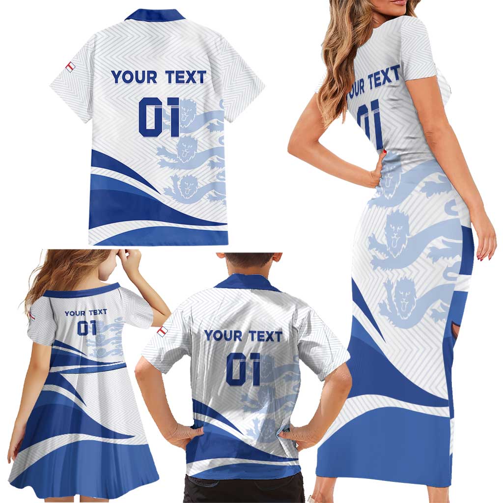 England 2024 Football Family Matching Short Sleeve Bodycon Dress and Hawaiian Shirt Three Lions Go Champions - Wonder Print Shop