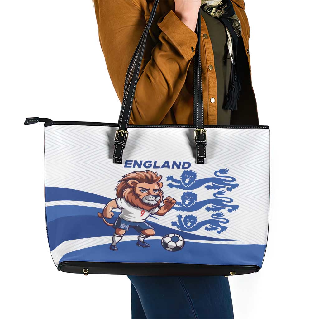 England 2024 Football Leather Tote Bag Three Lions Go Champions - Wonder Print Shop