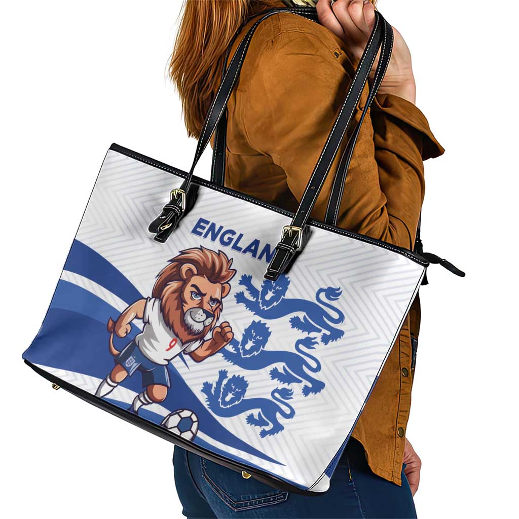 England 2024 Football Leather Tote Bag Three Lions Go Champions - Wonder Print Shop