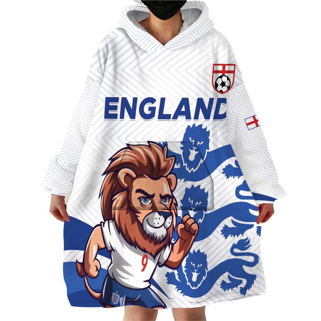 England 2024 Football Wearable Blanket Hoodie Three Lions Go Champions - Wonder Print Shop