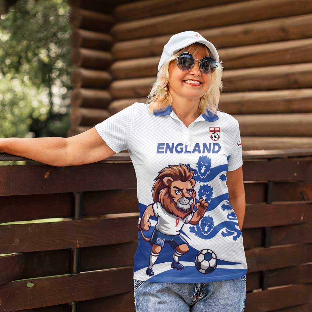 England 2024 Football Women Polo Shirt Three Lions Go Champions - Wonder Print Shop