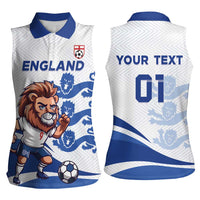 England 2024 Football Women Sleeveless Polo Shirt Three Lions Go Champions - Wonder Print Shop