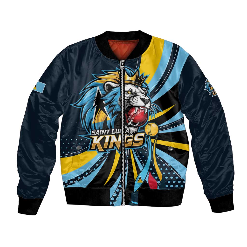Custom Saint Lucia Cricket Bomber Jacket Go Champion St Lucia Lion Kings - Wonder Print Shop