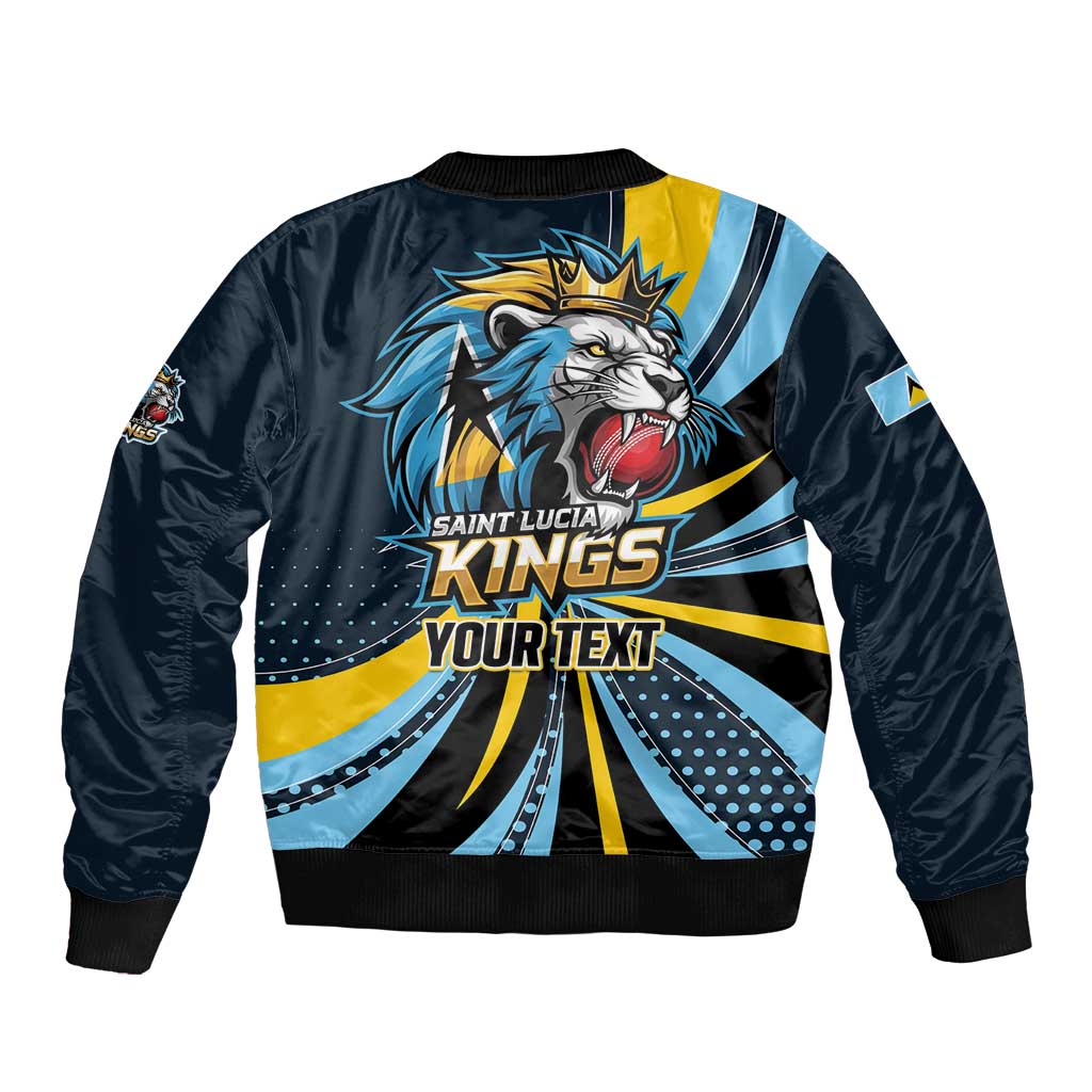 Custom Saint Lucia Cricket Bomber Jacket Go Champion St Lucia Lion Kings - Wonder Print Shop
