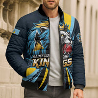 Custom Saint Lucia Cricket Bomber Puffer Jacket Go Champion St Lucia Lion Kings - Wonder Print Shop