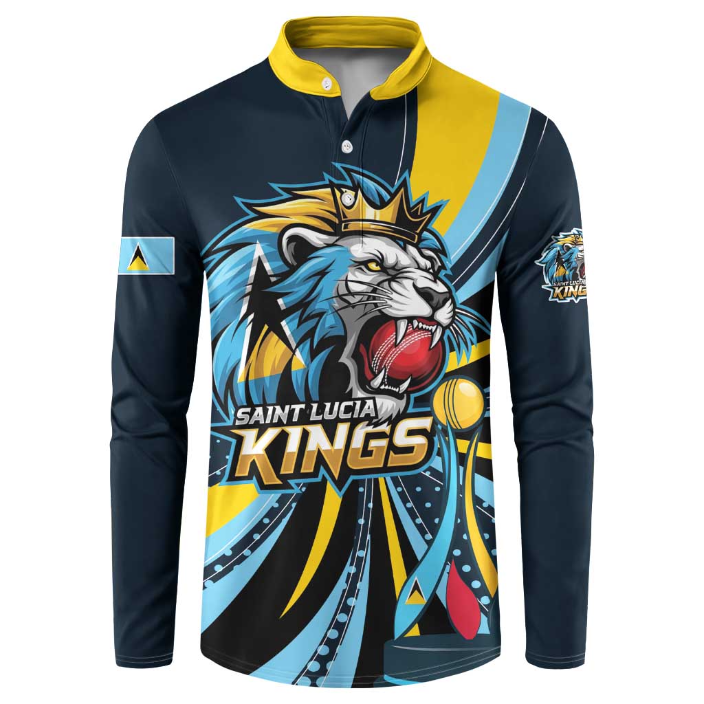 Custom Saint Lucia Cricket Button Sweatshirt Go Champion St Lucia Lion Kings - Wonder Print Shop