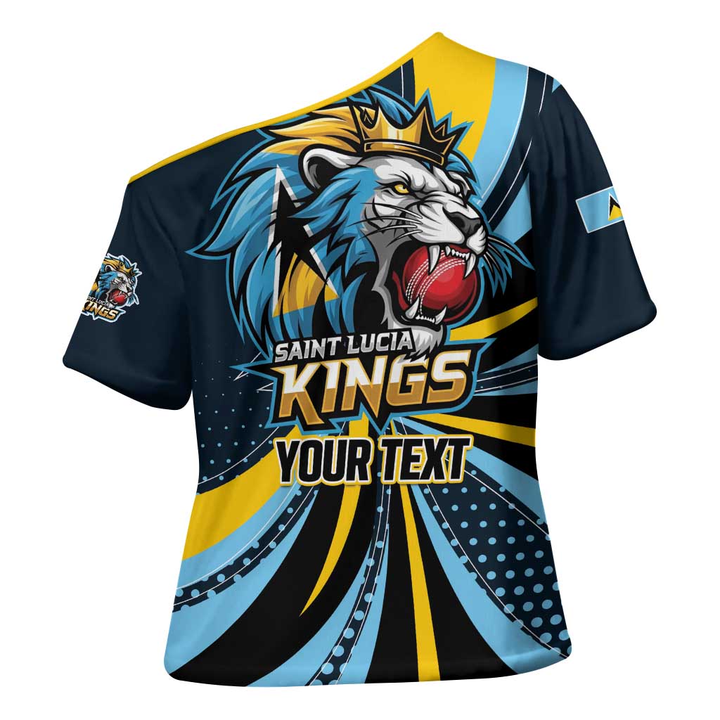 Custom Saint Lucia Cricket Cross Shoulder Shirt Go Champion St Lucia Lion Kings - Wonder Print Shop