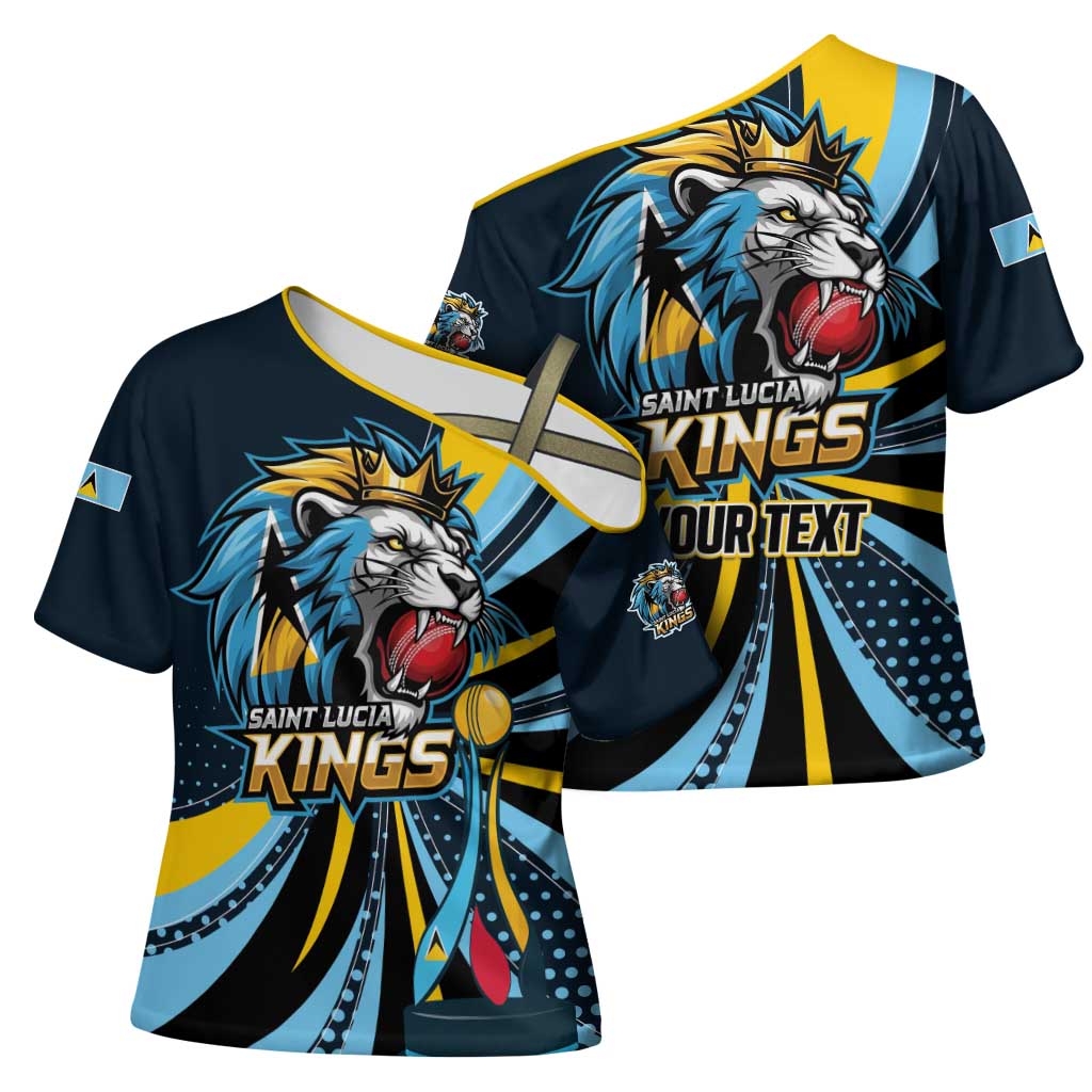 Custom Saint Lucia Cricket Cross Shoulder Shirt Go Champion St Lucia Lion Kings - Wonder Print Shop