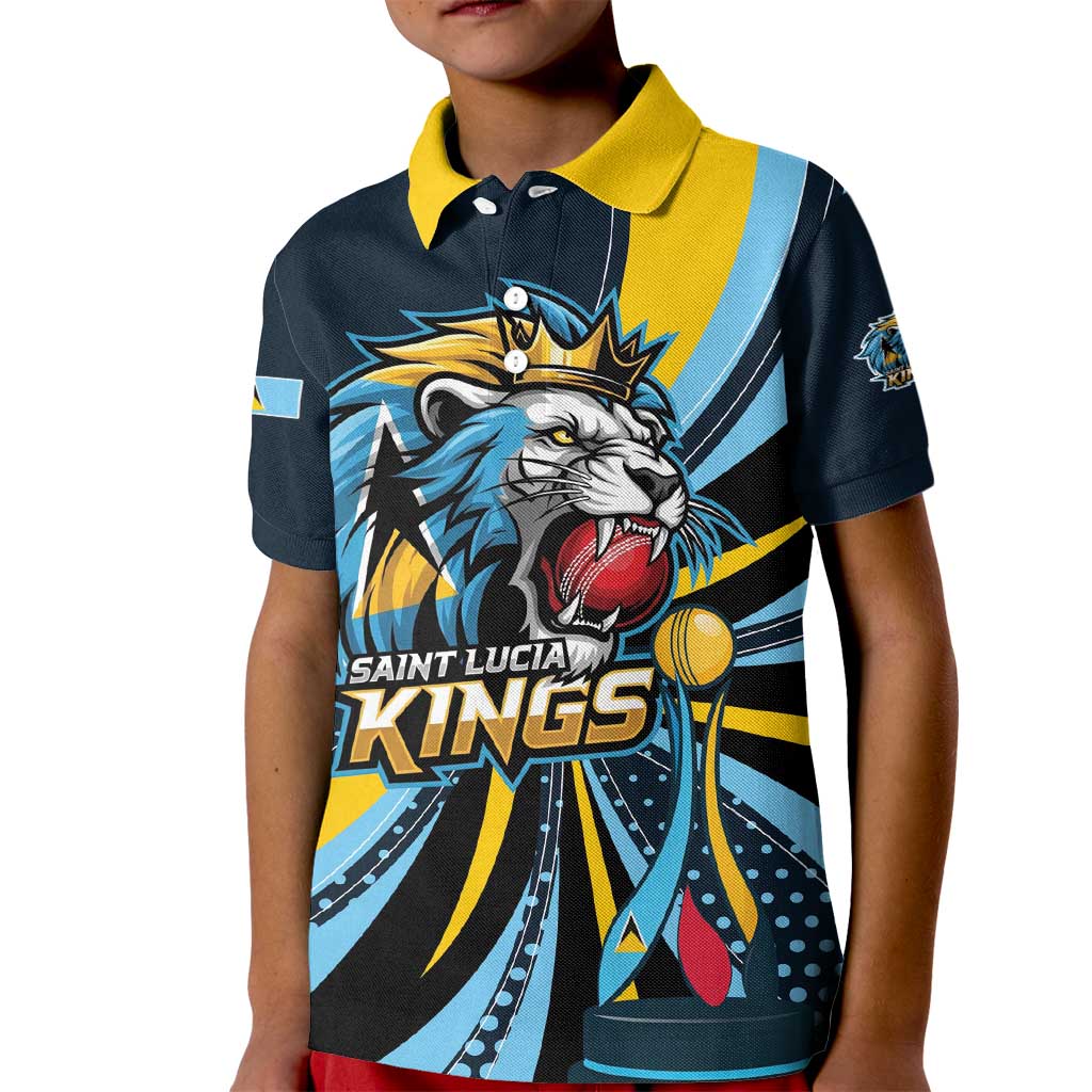 Custom Saint Lucia Cricket Kid Polo Shirt Go Champion St Lucia Lion Kings - Wonder Print Shop