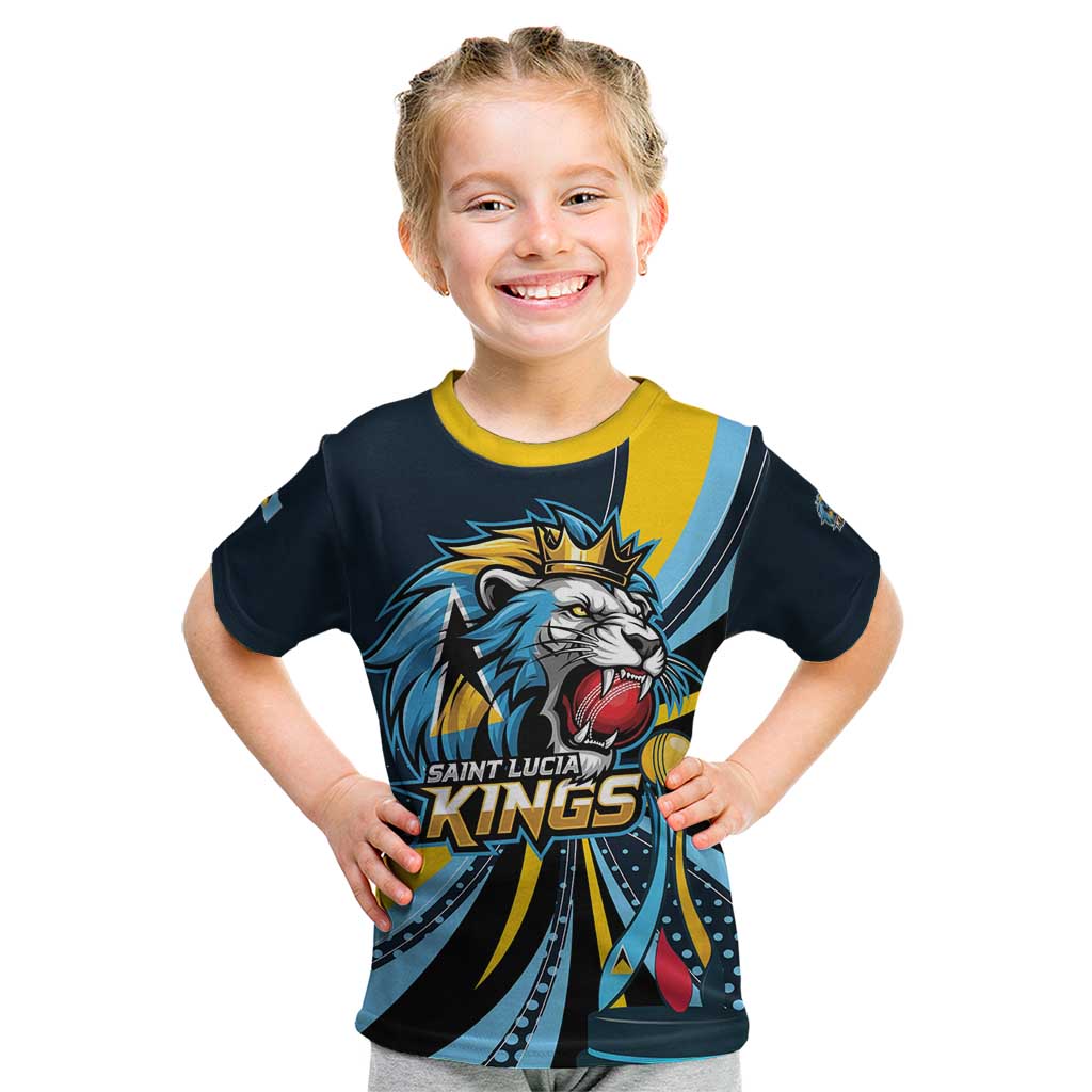 Custom Saint Lucia Cricket Kid T Shirt Go Champion St Lucia Lion Kings - Wonder Print Shop