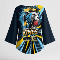Custom Saint Lucia Cricket Kimono Sleeve Blouse Go Champion St Lucia Lion Kings - Wonder Print Shop