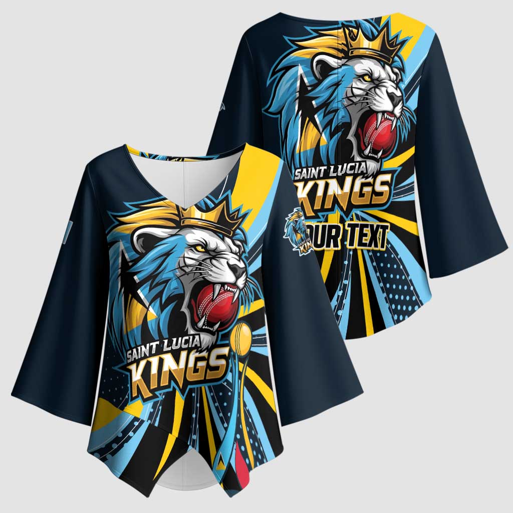 Custom Saint Lucia Cricket Kimono Sleeve Blouse Go Champion St Lucia Lion Kings - Wonder Print Shop