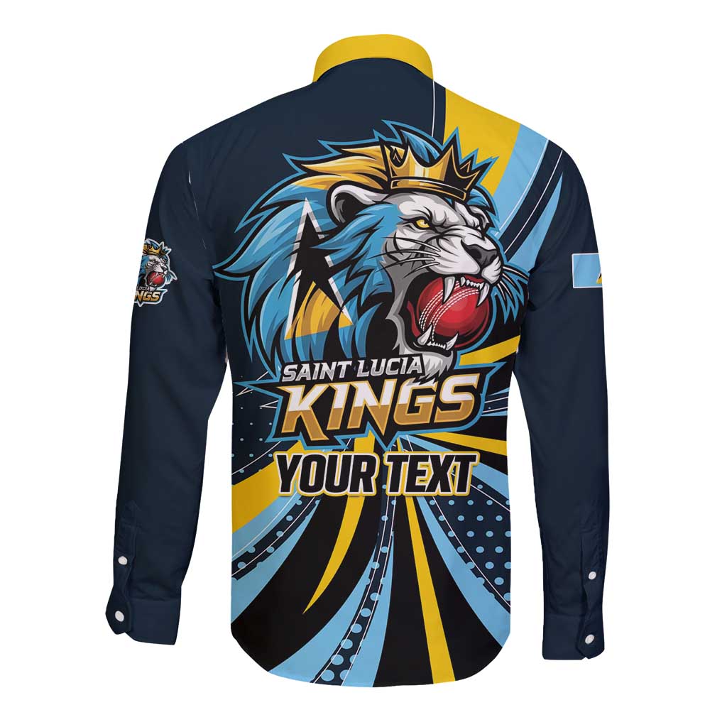 Custom Saint Lucia Cricket Long Sleeve Button Shirt Go Champion St Lucia Lion Kings - Wonder Print Shop