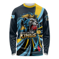 Custom Saint Lucia Cricket Long Sleeve Shirt Go Champion St Lucia Lion Kings - Wonder Print Shop